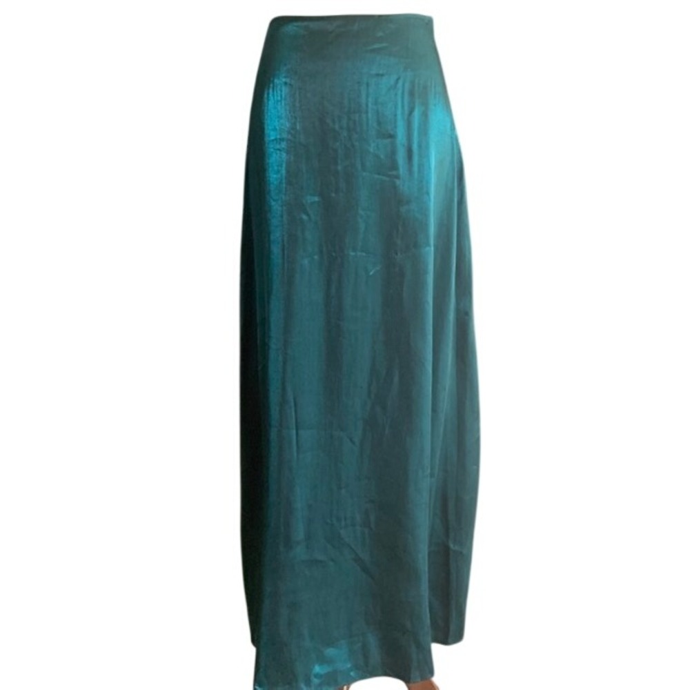 Vintage Zum Zum Niki Livas Teal Iridescent Maxi Skirt 7 Whimsigoth Dark Romance